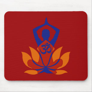 Tapis De Souris OM Namaste Yoga Spirituel Lotus Flower sur Crimson