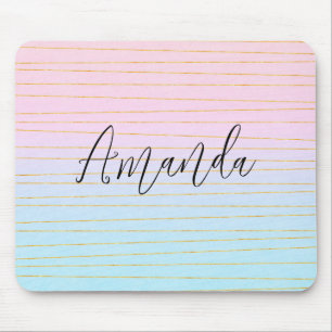 Tapis De Souris Ombre bleu rose avec lignes or minces