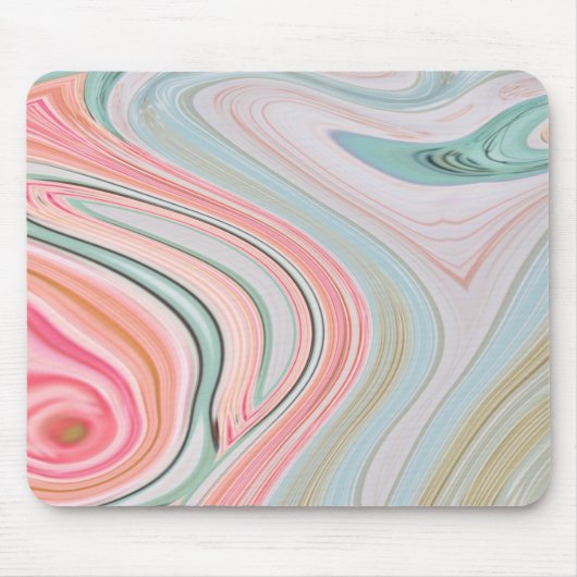 Tapis De Souris ombre pastel menthe corail rose marbre tourbillons (Devant)