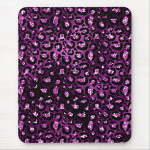 Tapis De Souris Ombre Violet et Taches de Léopard en Paillettes No