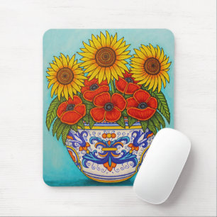 Tapis De Souris Ombrie Bouquet Poppy Tournesol Souris