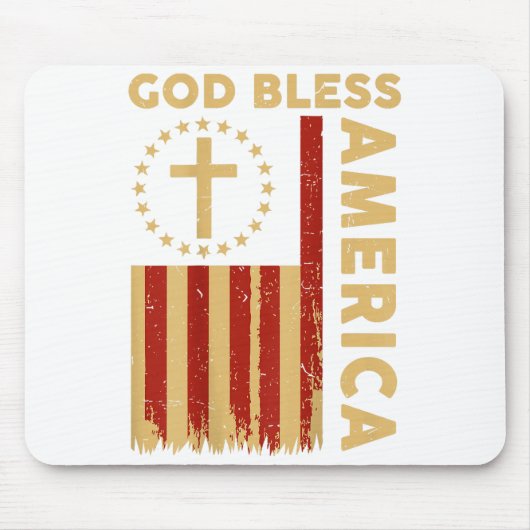 Tapis De Souris On Back God Bless America Patriotic Christian Fait (Devant)