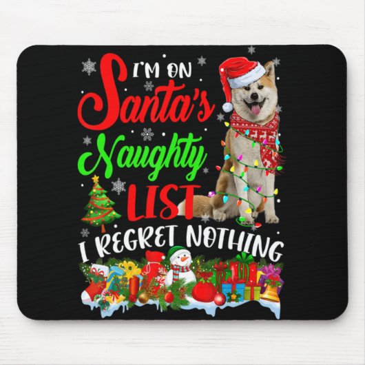 Tapis De Souris On Santas Naughty List Xmas Shiba Inu T Shirt  (Devant)