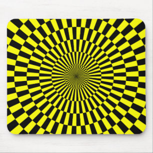 Tapis De Souris Op Art - Jaune et Noir
