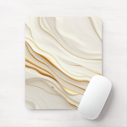 Tapis De Souris "Opulent Gold and Cream Marble Swirls" (Avec souris)