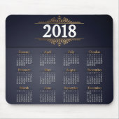 Tapis De Souris Or 2018 élégant et calendrier bleu | Mousepad (Devant)