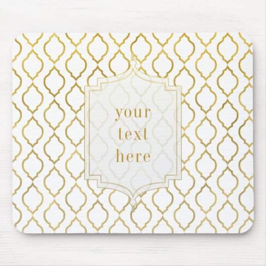 Tapis De Souris Or & Blanc Arabian Marocain Glam Élégant (Devant)