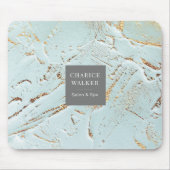 Tapis De Souris or bleu texturé monogramme moderne Mousepad (Devant)