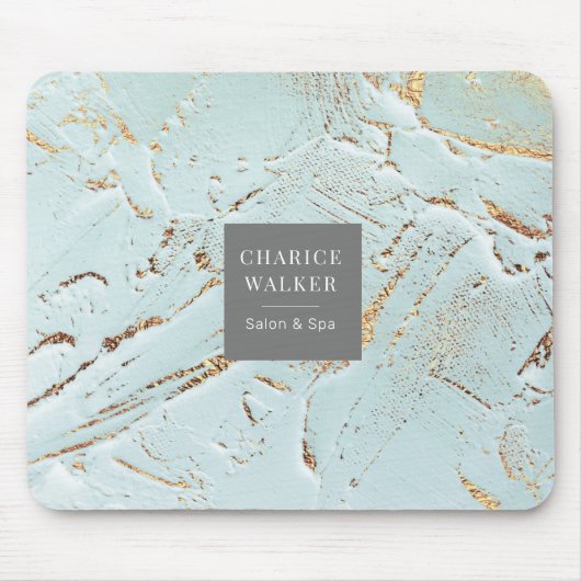 Tapis De Souris or bleu texturé monogramme moderne Mousepad (Devant)