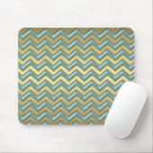 Tapis De Souris Or et Turquoise Motif Chevron (Avec souris)