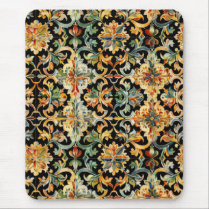 Tapis De Souris Or fleuri sur noir