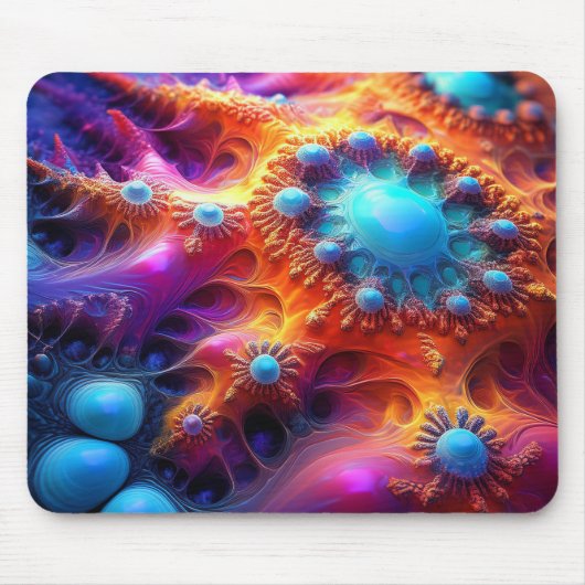 Tapis De Souris Or Foncé & Violet P) Fractale Psychédélique (Devant)
