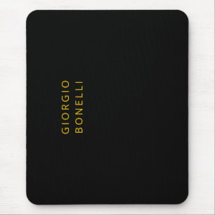 Tapis De Souris Or & Noir Couleur Minimaliste Nom Personnel Modern