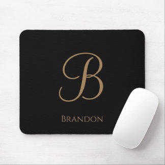 Tapis De Souris Or noir Nom et monogramme personnalisés