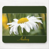 Tapis De Souris Or Vert Et Fleurs Blanches (Devant)