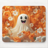 Tapis De Souris Orange 3D et fantôme blanc (Devant)