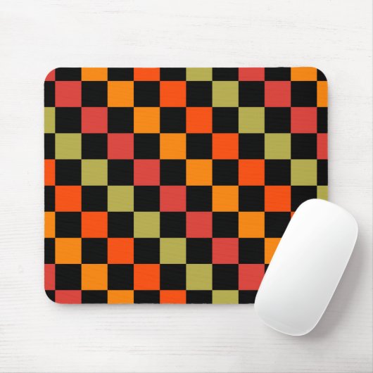 Tapis De Souris Orange Black À damiers En vichy Motif (Avec souris)