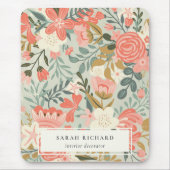 Tapis De Souris Orange Blush Turquoise bleu vert dentelle Ambrosia (Devant)