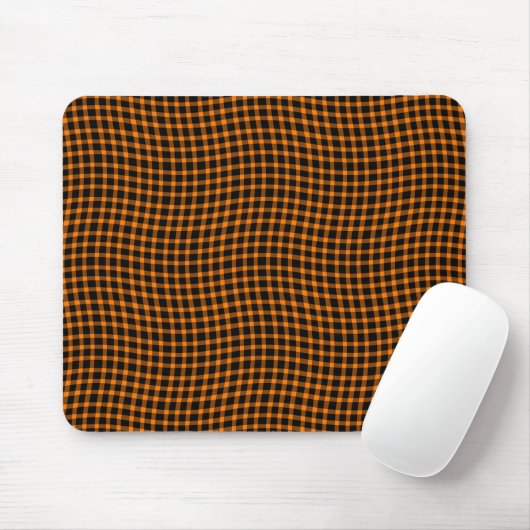 Tapis De Souris Orange Brown Plaid Checker Seamless Pattern (Avec souris)