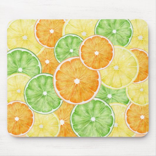 Tapis De Souris Orange de fruits d'agrumes, chaux et tranches de f (Devant)