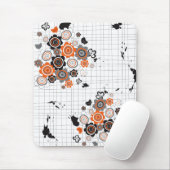 Tapis De Souris Orange Fleurs Chicks Grunge Ink Blots Doodles Kid (Avec souris)