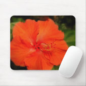 Tapis De Souris Orange Hibiscus Fleur Mousepad (Avec souris)