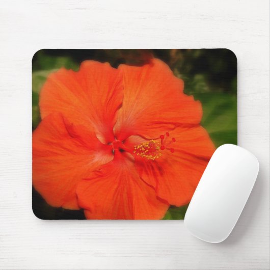 Tapis De Souris Orange Hibiscus Fleur Mousepad (Avec souris)