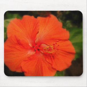 Tapis De Souris Orange Hibiscus Fleur Mousepad