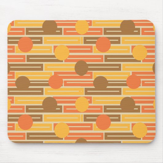 Tapis De Souris Orange, Or, Rectangles Brown et cercles (Devant)