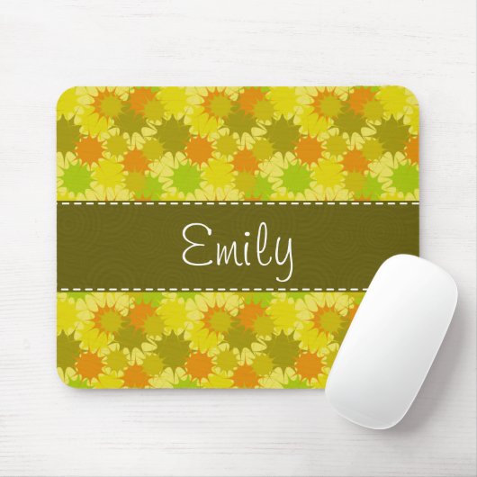 Tapis De Souris Orange rétro et vert (Avec souris)