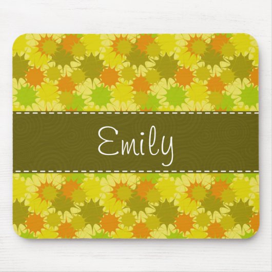 Tapis De Souris Orange rétro et vert (Devant)