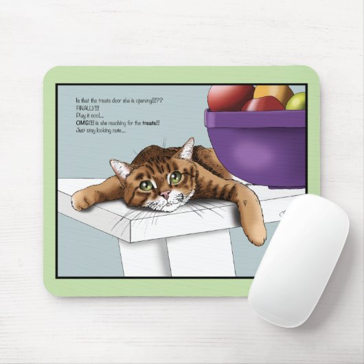 Tapis De Souris Orange Tabby Cute Traitements (Avec souris)