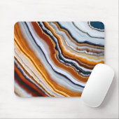 Tapis De Souris Orange Terracotta Blanc Black Blue Agate Géode (Avec souris)