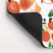 Tapis De Souris Orange tropical et Motif Feuille Monogrammé (Coin)