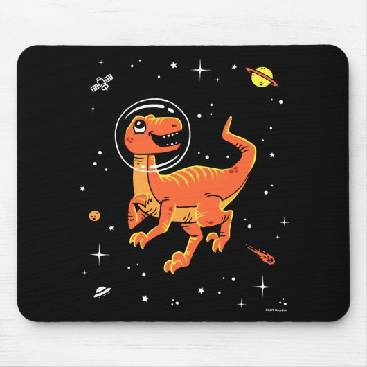 Tapis De Souris Orange Tyrannosaurus Dinos Dans L'Espace (Devant)