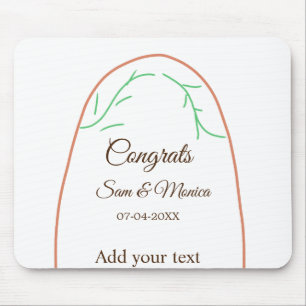 Tapis De Souris Orange vert boho félicitations ajouter nom date ar