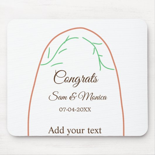 Tapis De Souris Orange vert boho félicitations ajouter nom date ar (Devant)