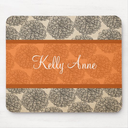 Tapis De Souris Orange Vintage Zinnia Mousepad (Devant)