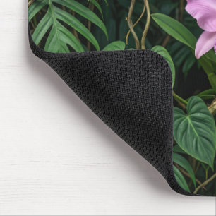 Tapis De Souris Orchidée Cattleya rose dans les feuilles de la jun