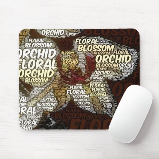 Tapis De Souris Orchidée, Florale, Typographie De Fleur Embedded P (Avec souris)