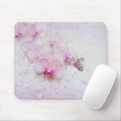 Tapis De Souris Orchidée tropicale et papillon (Avec souris)