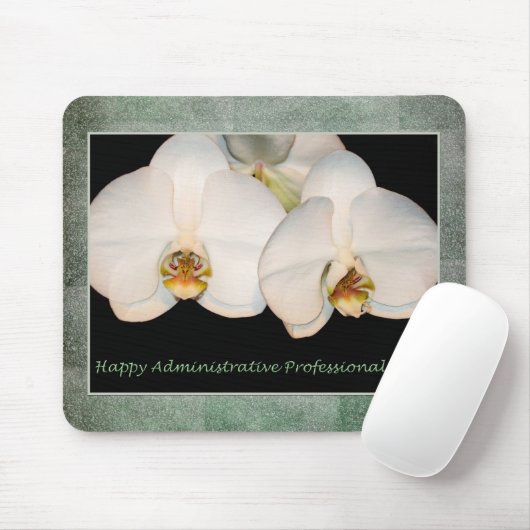 Tapis De Souris Orchidées administratives heureuses de blanc de (Avec souris)