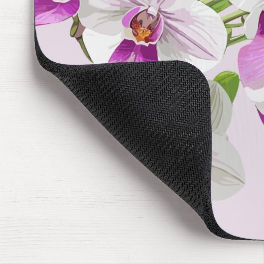 Tapis De Souris Orchidées blanches délicates Monogram Mousepad (Coin)