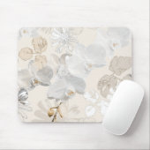Tapis De Souris Orchidées blanches sur une crème légère (Avec souris)
