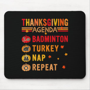 Tapis De Souris Ordre du jour de Thanksgiving Badminton Répéter Di