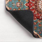 Tapis De Souris Oriental Retro Motif Perse Rouge Crème Bleu (Coin)