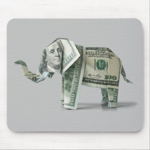 Tapis De Souris Origami Argent Éléphant 100 $