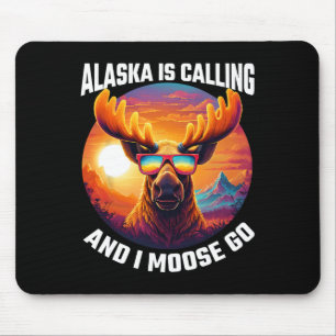 Tapis De Souris Orignal d'Alaska Tourisme Voyage Orignal drôle Ave