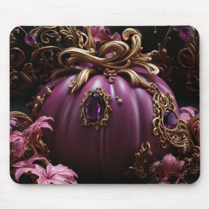 TAPIS DE SOURIS ORNATE PURPLE HALLOWEEN CITROUILLE & FEUILLES