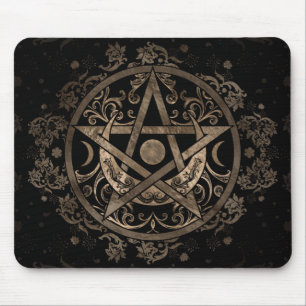 Tapis De Souris Ornement du pentagramme - Or et noir